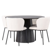 Jídelní stůl Lanzo φ120 - Mocca/Mocca +Jídelní židle Edina - Černá / Bílá Boucle _4