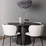 Jídelní stůl Lanzo φ120 - Mocca/Mocca +Jídelní židle Edina - Černá / Bílá Boucle _4