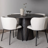 Jídelní stůl Lanzo φ120 - Mocca/Mocca +Jídelní židle Edina - Černá / Bílá Boucle _4