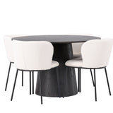 Jídelní stůl Lanzo φ120 - Mocca/Mocca +Jídelní židle Edina - Černá / Bílá Boucle _4