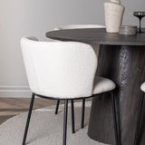 Jídelní stůl Lanzo φ120 - Mocca/Mocca +Jídelní židle Edina - Černá / Bílá Boucle _4