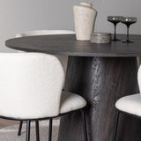 Jídelní stůl Lanzo φ120 - Mocca/Mocca +Jídelní židle Edina - Černá / Bílá Boucle _4