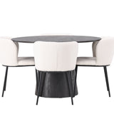 Jídelní stůl Lanzo φ120 - Mocca/Mocca +Jídelní židle Edina - Černá / Bílá Boucle _4