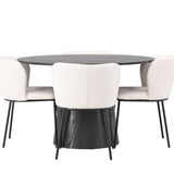 Jídelní stůl Lanzo φ120 - Mocca/Mocca +Jídelní židle Edina - Černá / Bílá Boucle _4