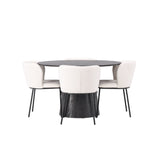 Jídelní stůl Lanzo φ120 - Mocca/Mocca +Jídelní židle Edina - Černá / Bílá Boucle _4