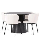 Jídelní stůl Lanzo φ120 - Mocca/Mocca +Jídelní židle Edina - Černá / Bílá Boucle _4