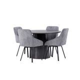 Jídelní stůl Lanzo φ120 - Mocca/Mocca +Jídelní židle Rosie - Černá / Tmavě šedá látka _4