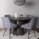Jídelní stůl Lanzo φ120 - Mocca/Mocca +Jídelní židle Rosie - Černá / Tmavě šedá látka _4