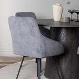 Jídelní stůl Lanzo φ120 - Mocca/Mocca +Jídelní židle Rosie - Černá / Tmavě šedá látka _4