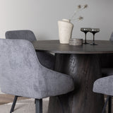 Jídelní stůl Lanzo φ120 - Mocca/Mocca +Jídelní židle Rosie - Černá / Tmavě šedá látka _4