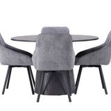 Jídelní stůl Lanzo φ120 - Mocca/Mocca +Jídelní židle Rosie - Černá / Tmavě šedá látka _4