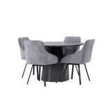 Jídelní stůl Lanzo φ120 - Mocca/Mocca +Jídelní židle Rosie - Černá / Tmavě šedá látka _4