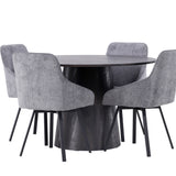 Jídelní stůl Lanzo φ120 - Mocca/Mocca +Jídelní židle Rosie - Černá / Tmavě šedá látka _4