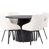 Jídelní stůl Lanzo φ120 - Mocca/Mocca +Jídelní židle Rosie - Černá / Béžová látka _4