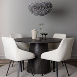 Jídelní stůl Lanzo φ120 - Mocca/Mocca +Jídelní židle Rosie - Černá / Béžová látka _4