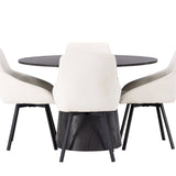 Jídelní stůl Lanzo φ120 - Mocca/Mocca +Jídelní židle Rosie - Černá / Béžová látka _4