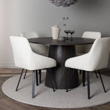 Jídelní stůl Lanzo φ120 - Mocca/Mocca +Jídelní židle Rosie - Černá / Béžová látka _4