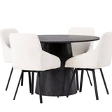 Jídelní stůl Lanzo φ120 - Mocca/Mocca +Jídelní židle Rosie - Černá / Béžová látka _4