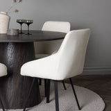 Jídelní stůl Lanzo φ120 - Mocca/Mocca +Jídelní židle Rosie - Černá / Béžová látka _4