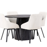 Jídelní stůl Lanzo φ120 - Mocca/Mocca +Jídelní židle Rosie - Černá / Béžová látka _4