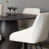 Jídelní stůl Lanzo φ120 - Mocca/Mocca +Jídelní židle Rosie - Černá / Béžová látka _4