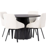 Jídelní stůl Lanzo φ120 - Mocca/Mocca +Jídelní židle Rosie - Černá / Béžová látka _4