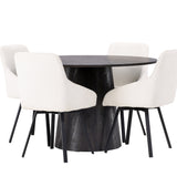 Jídelní stůl Lanzo φ120 - Mocca/Mocca +Jídelní židle Rosie - Černá / Béžová látka _4