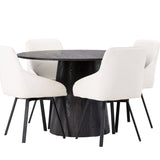 Jídelní stůl Lanzo φ120 - Mocca/Mocca +Jídelní židle Rosie - Černá / Béžová látka _4