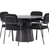 Jídelní stůl Lanzo φ120 - Mocca/Mocca + Jídelní židle Yesterday - Černá / Černá Boucle _4