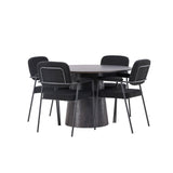 Jídelní stůl Lanzo φ120 - Mocca/Mocca + Jídelní židle Yesterday - Černá / Černá Boucle _4