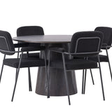 Jídelní stůl Lanzo φ120 - Mocca/Mocca + Jídelní židle Yesterday - Černá / Černá Boucle _4