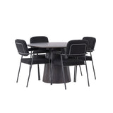 Jídelní stůl Lanzo φ120 - Mocca/Mocca + Jídelní židle Yesterday - Černá / Černá Boucle _4