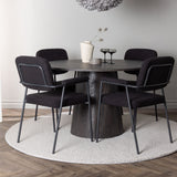 Jídelní stůl Lanzo φ120 - Mocca/Mocca + Jídelní židle Yesterday - Černá / Černá Boucle _4