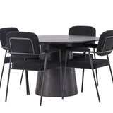 Jídelní stůl Lanzo φ120 - Mocca/Mocca + Jídelní židle Yesterday - Černá / Černá Boucle _4