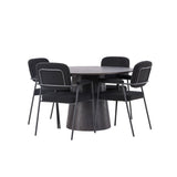 Jídelní stůl Lanzo φ120 - Mocca/Mocca + Jídelní židle Yesterday - Černá / Černá Boucle _4