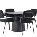 Jídelní stůl Lanzo φ120 - Mocca/Mocca + Jídelní židle Yesterday - Černá / Černá Boucle _4