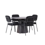 Jídelní stůl Lanzo φ120 - Mocca/Mocca + Jídelní židle Yesterday - Černá / Černá Boucle _4