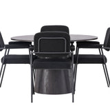 Jídelní stůl Lanzo φ120 - Mocca/Mocca + Jídelní židle Yesterday - Černá / Černá Boucle _4