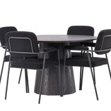 Jídelní stůl Lanzo φ120 - Mocca/Mocca + Jídelní židle Yesterday - Černá / Černá Boucle _4