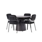 Jídelní stůl Lanzo φ120 - Mocca/Mocca + Jídelní židle Yesterday - Černá / Černá Boucle _4