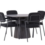 Jídelní stůl Lanzo φ120 - Mocca/Mocca + Jídelní židle Yesterday - Černá / Černá Boucle _4