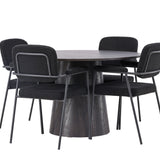 Jídelní stůl Lanzo φ120 - Mocca/Mocca + Jídelní židle Yesterday - Černá / Černá Boucle _4