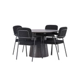 Jídelní stůl Lanzo φ120 - Mocca/Mocca + Jídelní židle Yesterday - Černá / Černá Boucle _4