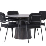 Jídelní stůl Lanzo φ120 - Mocca/Mocca + Jídelní židle Yesterday - Černá / Černá Boucle _4