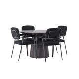 Jídelní stůl Lanzo φ120 - Mocca/Mocca + Jídelní židle Yesterday - Černá / Černá Boucle _4