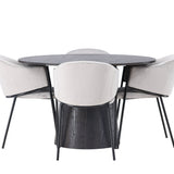 Jídelní stůl Lanzo φ120 - Mocca/Mocca +Jídelní židle Evelina - Černá / Světle šedá Velvet _4