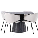 Jídelní stůl Lanzo φ120 - Mocca/Mocca +Jídelní židle Evelina - Černá / Světle šedá Velvet _4