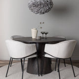 Jídelní stůl Lanzo φ120 - Mocca/Mocca +Jídelní židle Evelina - Černá / Světle šedá Velvet _4
