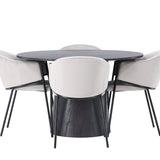 Jídelní stůl Lanzo φ120 - Mocca/Mocca +Jídelní židle Evelina - Černá / Světle šedá Velvet _4