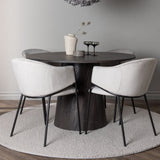 Jídelní stůl Lanzo φ120 - Mocca/Mocca +Jídelní židle Evelina - Černá / Světle šedá Velvet _4